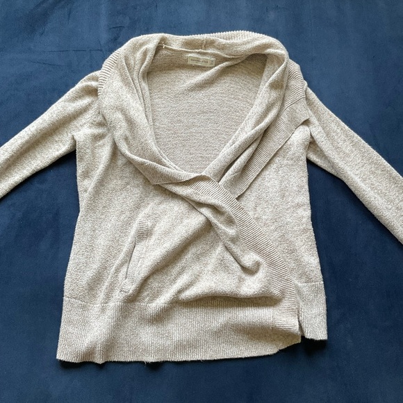 Abercrombie & Fitch Sweaters - A&F Lightweight Heather Oat Wrap Shawl Cardigan
